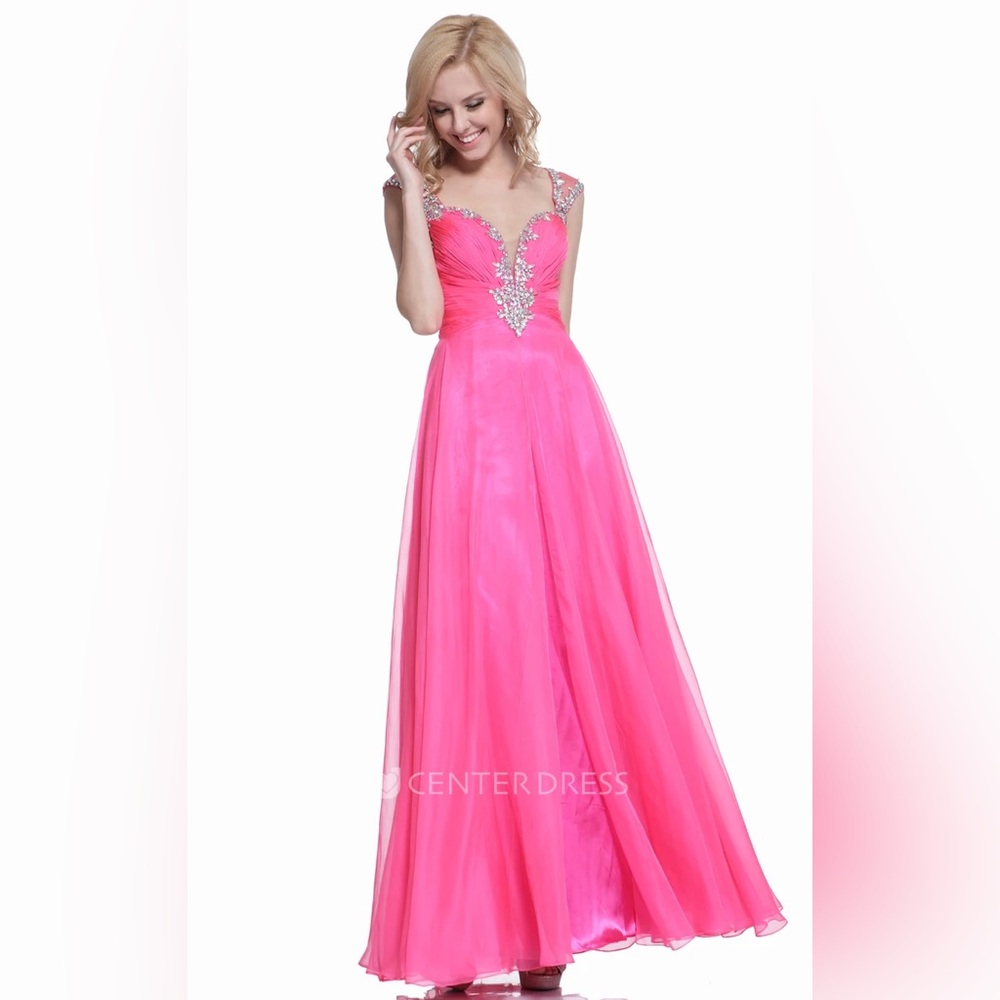 Pink Sleeveless Prom Dress